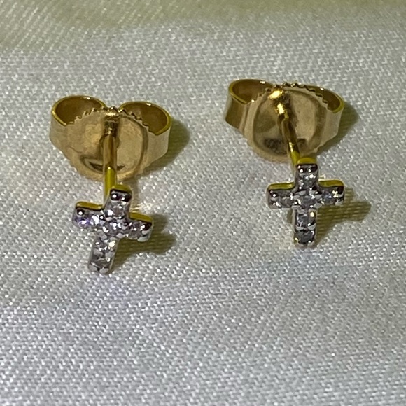 Kendra Scott 14k Diamond Small Cross Earrings - Picture 3 of 11